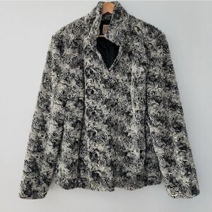 JM collection grey swirl coat faux fur new with tags womens size XL
